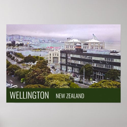 Wellington New Zealand capital travel print