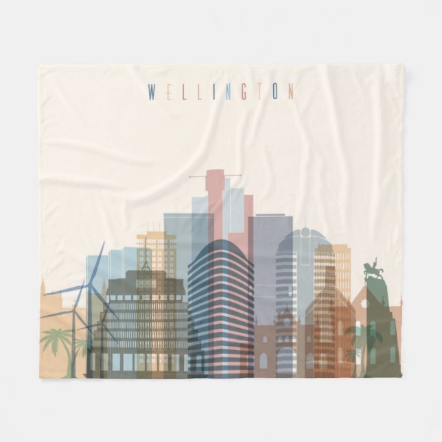 Wellington, New Zealand | City Skyline Fleece Blanket (Front (Horizontal))