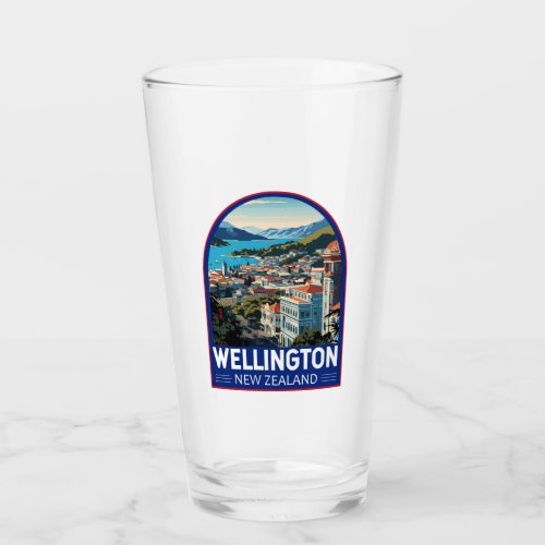 Wellington New Zealand Travel Art Vintage Glass