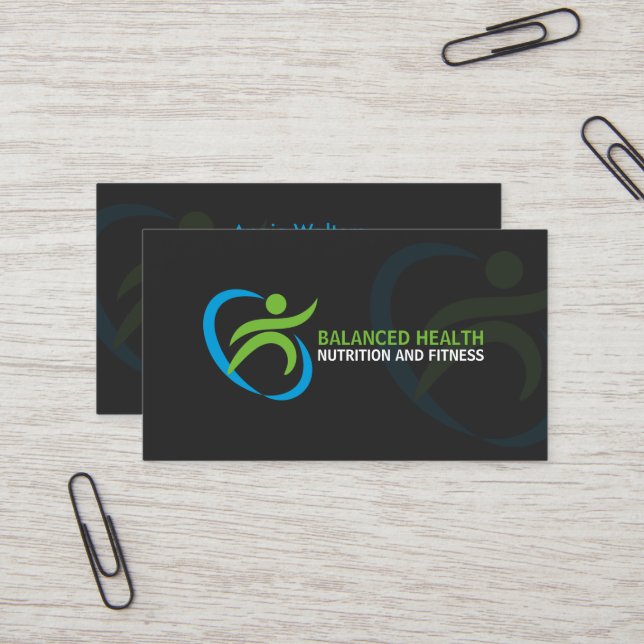 Wellness and Nutrition Coach Business Card (Front/Back In Situ)