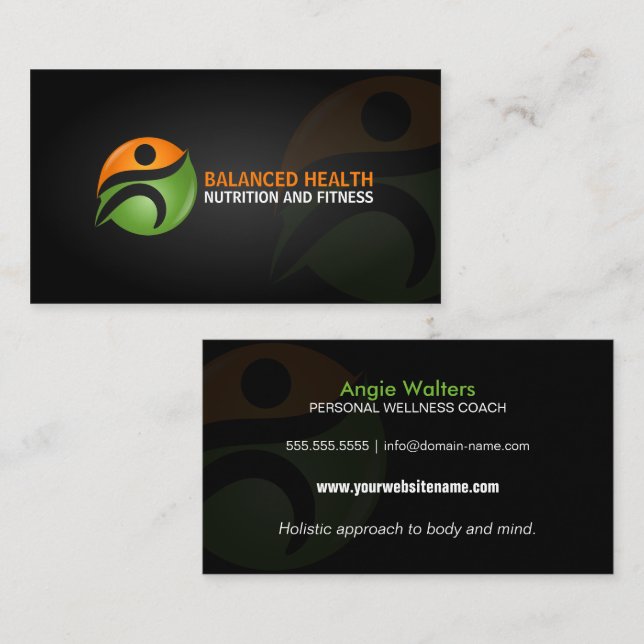 Wellness and Nutrition Coach Business Card (Front/Back)