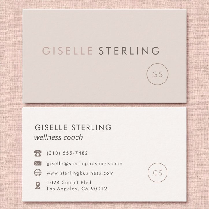 Wellness Coach Blush Pink Minimalist Luxury Business Card