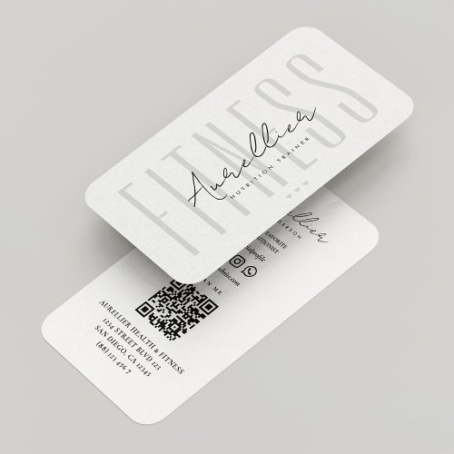 Wellness Coach Fitness Nutritionist Minimal White  Business Card