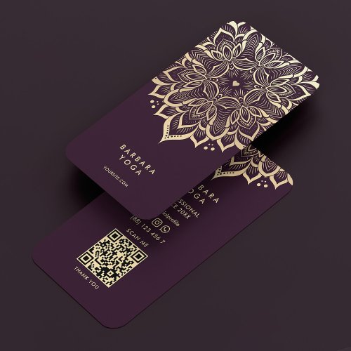 Wellness Coach Luxury Purple Gold Mandala  Business Card