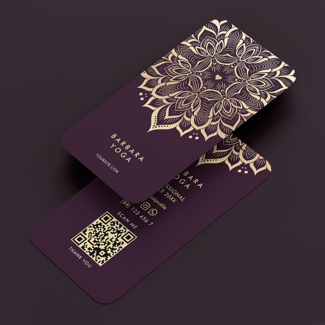 Wellness Coach Luxury Purple Gold Mandala  Business Card (Wellness Coach Luxury Purple Gold Mandala Business Card
)