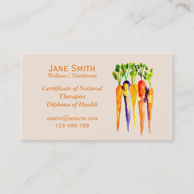 Wellness coach Nutritionist freelance health Business Card (Front)