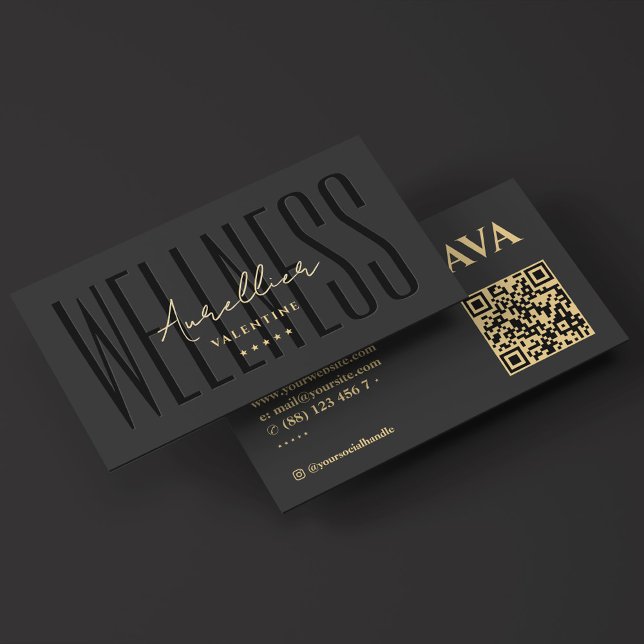 Wellness Coach Personal Trainer Black Minimal Business Card (Wellness Coach Personal Trainer Black Minimal Business Card
)