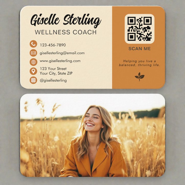 Wellness Coach Photo QR Code Business Card