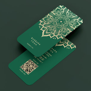 Wellness Coach Yoga Mandala Elegant Hunter Green Business Card