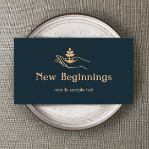 Wellness Counselor Hand Holding Leaf Plant Business Card