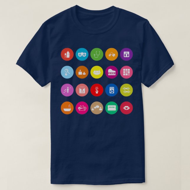 Wellness flat icons on white background Yoga vecto T-Shirt (Design Front)