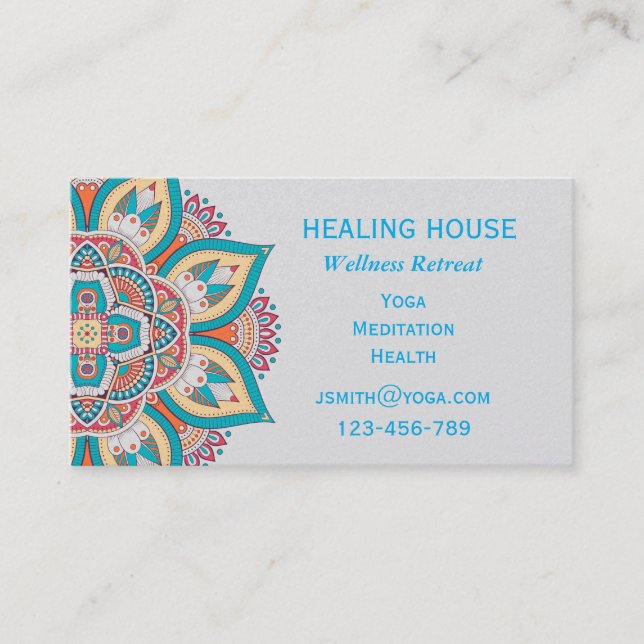 Wellness health retreat mandala business card (Front)