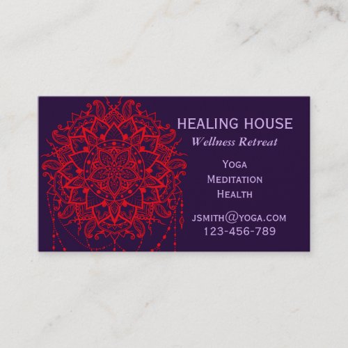 Wellness health retreat mandala business card