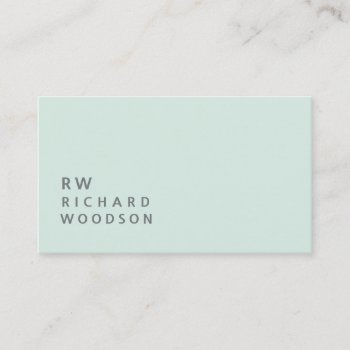 Wellness Pale Mint Minted Name Initials | Simple Business Card by 911business at Zazzle