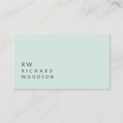 Wellness Pale Mint Minted Name Initials  Simple Business Card