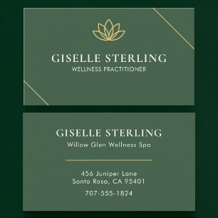 Wellness Practitioner Green Gold Business Card