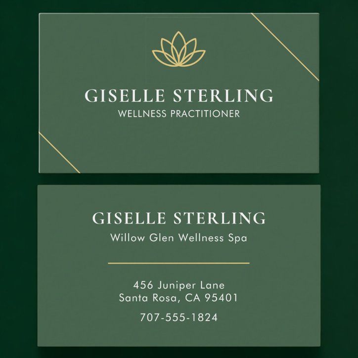 Wellness Practitioner Green Gold Business Card