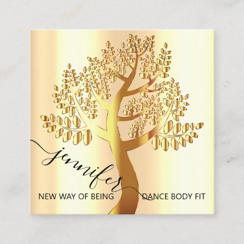 Wellness SPA Couch Tree Of Live Gold QR  Code Square Business Card