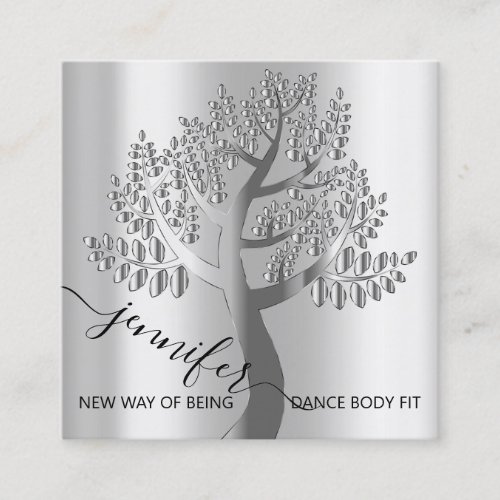 Wellness SPA Couch Tree Of Live Square Silver QR Square Business Card