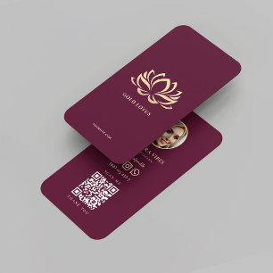 Wellness Spa Hair Beauty Esthetician Gold Lotus Business Card