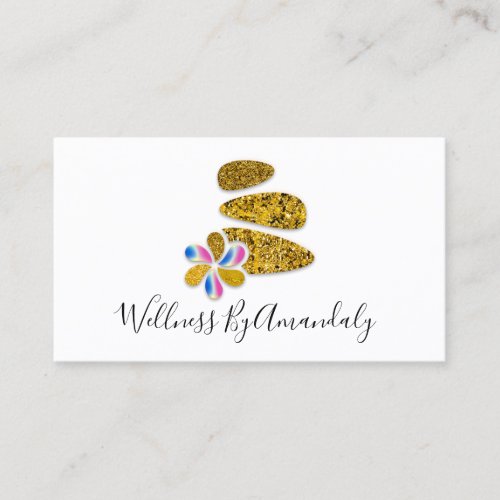 Wellness Spa Massage Therapy Reflexology Golden Business Card