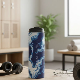 Wellness Waters Thermos - Matte Night Blue Name Thermal Tumbler