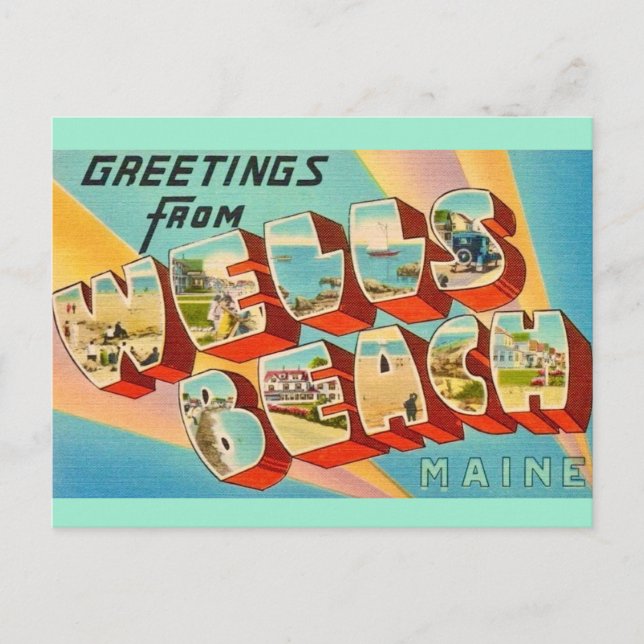 Wells Beach Maine Greetings Postcard (Front)