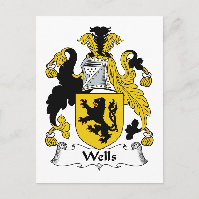 Wells Family Crest Postcard (Front)