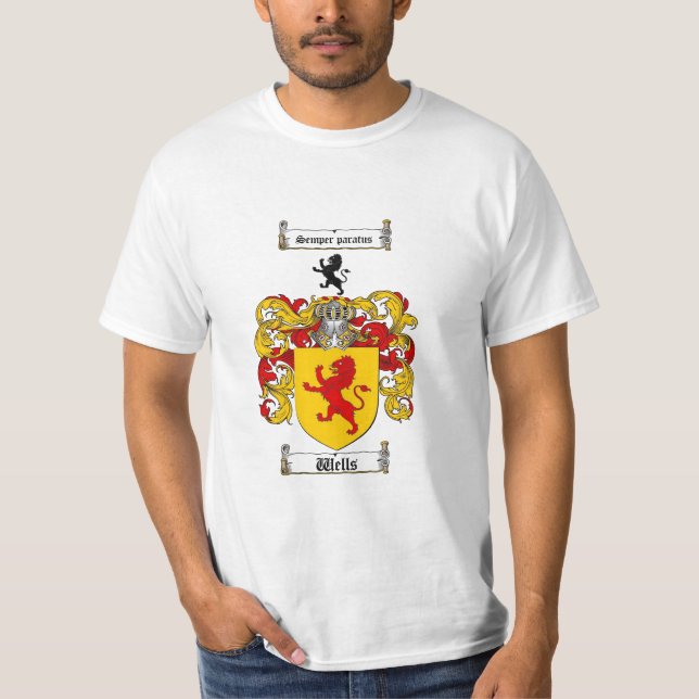 Wells Family Crest - Wells Coat of Arms T-Shirt (Front)