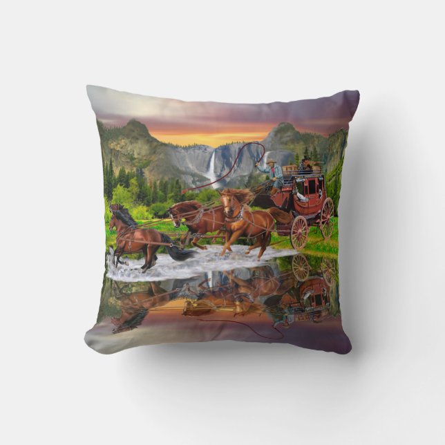 WELLS FARGO STAGECOACH THROW PILLOW (Front)