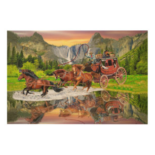 WELLS FARGO STAGECOACH WOOD WALL ART
