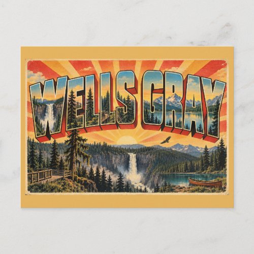 Wells Gray BC Waterfall Ancient Forest Art Postcard