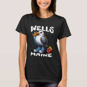 Wells Maine Funny Seagull French Fries Souvenir T-Shirt