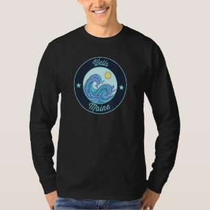 Wells Me Maine Souvenir Nautical Surfer Graphic T-Shirt