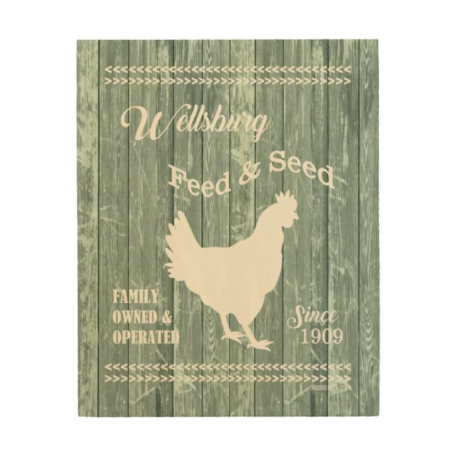 WELLSBURG FEED & SEED WOOD WALL ART (Front)