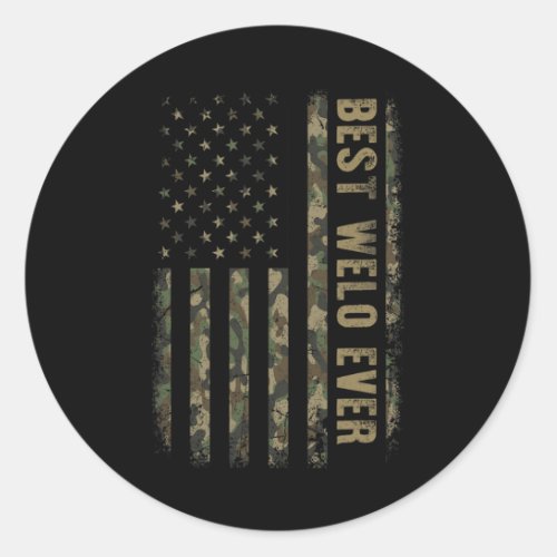Welo Ever Camouflage American Flag Fathers Day  Classic Round Sticker