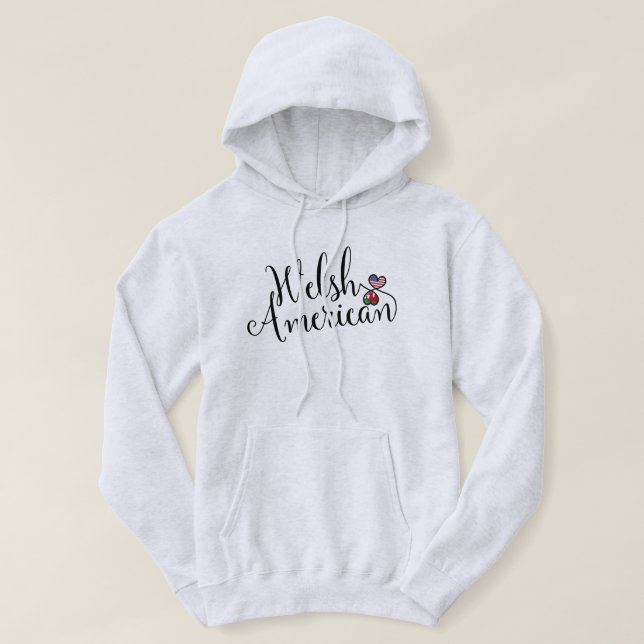 Welsh American Entwinted Hearts Hoodie (Design Front)
