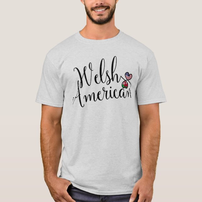Welsh American Entwinted Hearts T-Shirt (Front)