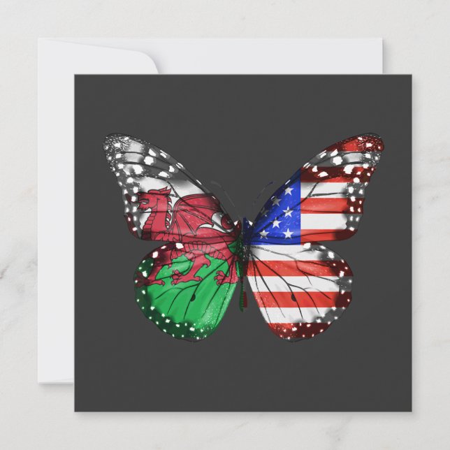 Welsh American Flag Butterfly Invitation (Front)