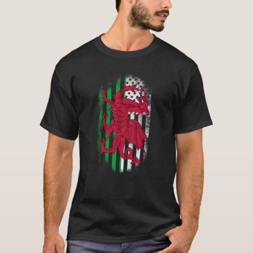 Welsh American Flag   Wales and USA Design T_Shirt