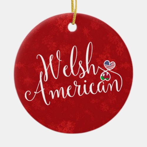Welsh American Hearts Christmas Tree Ornament