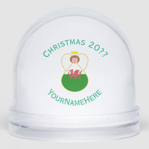 Welsh Angel Christmas Flag Personalized Snow Globe