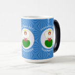Welsh Angel Hanukkah Flag Personalized  Color Morph Mug<br><div class="desc">Magic morphing mug features a Welsh Flag Angel, dressed in the flag of Wales, inside a white, fractal circle of squiggly squares. The circle is on a blue fractal background of squiggly squares. Add a name, holiday, and year to personalize your mug as a gift or to add to your...</div>