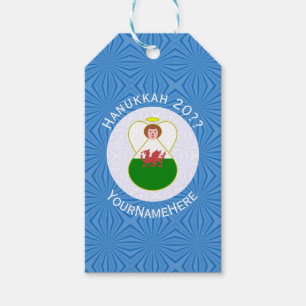 Welsh Angel Hanukkah Flag Personalized Gift Tags