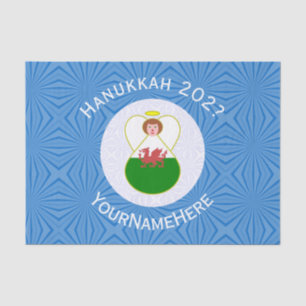 Welsh Angel Hanukkah Flag Personalized Gift Tissue Paper