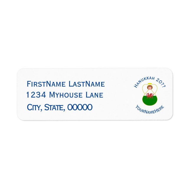 Welsh Angel Hanukkah Flag Personalized Label (Front)