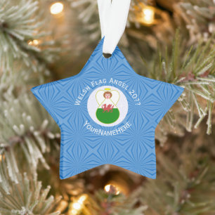 Welsh Angel Hanukkah Flag Personalized Ornament