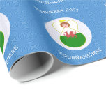 Welsh Angel Hanukkah Flag Personalized  Wrapping Paper<br><div class="desc">Design, on personalized gift wrapping paper, has an angel wearing the Flag of Wales. Above, the words, in white letters, read, HANUKKAH 20??. Below, a place for a name, yours, for a personalized look, or, your gift recipient's for a thoughtful gift wrap. The angel sits on a circle of white...</div>