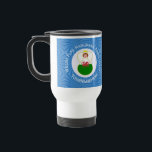 Welsh Angel Hanukkah Flag Travel Mug<br><div class="desc">Design features an angel, wearing the flag of Wales, flying in a white circle of squiggly squares. The background shows blue squiggly squares for Hanukkah celebrations. Above the angel are the words WELSH HANUKKAH ANGEL and a space for the year. Below, add a name to personalize or to create a...</div>