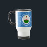 Welsh Angel Hanukkah Flag Travel Mug<br><div class="desc">Design features an angel, wearing the flag of Wales, flying in a white circle of squiggly squares. The background shows blue squiggly squares for Hanukkah celebrations. Above the angel are the words WELSH HANUKKAH ANGEL and a space for the year. Below, add a name to personalize or to create a...</div>
